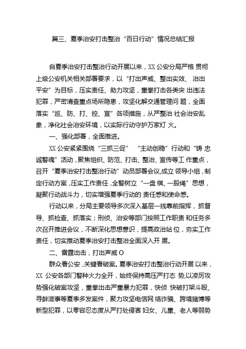 2024年公安夏季治安打击整治“百日行动”总结报告10篇(详细版).docx