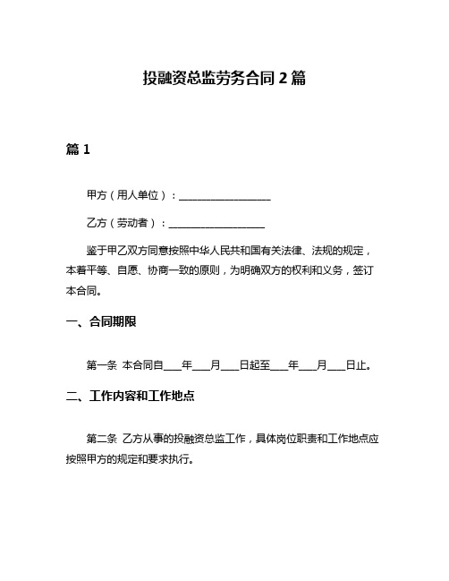 投融资总监劳务合同2篇