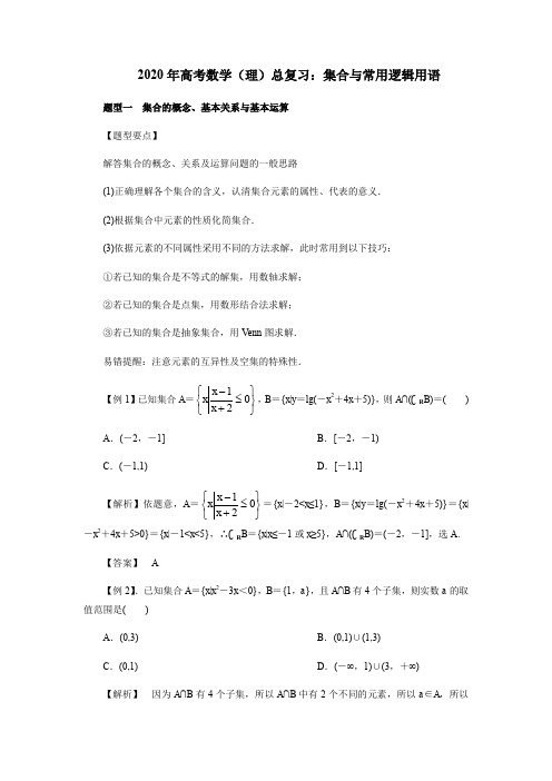 2020年高考数学(理)总复习：集合与常用逻辑用语