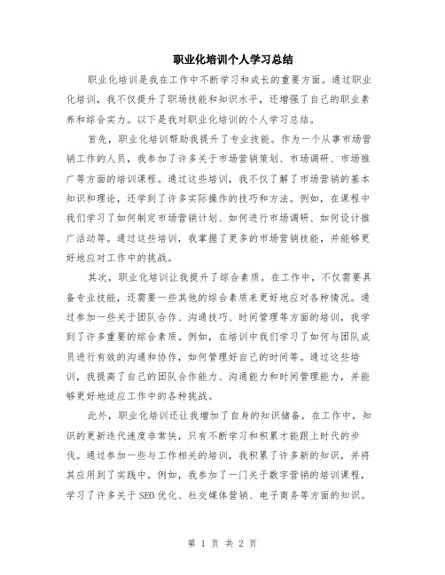 职业化培训个人学习总结