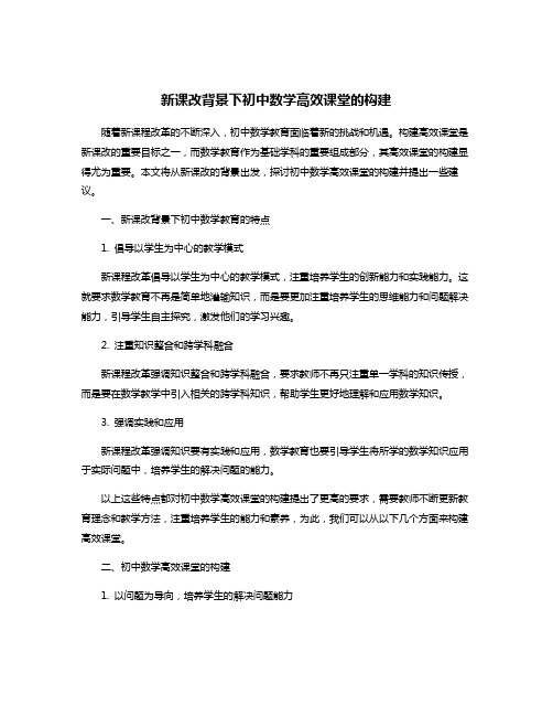 新课改背景下初中数学高效课堂的构建