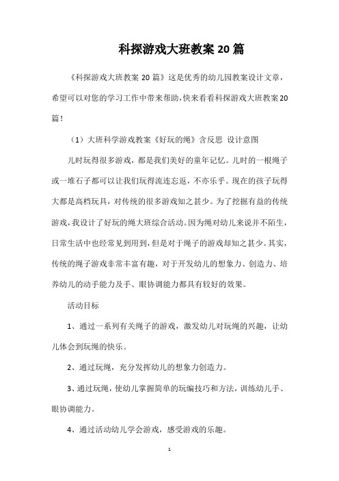 科探游戏大班教案20篇