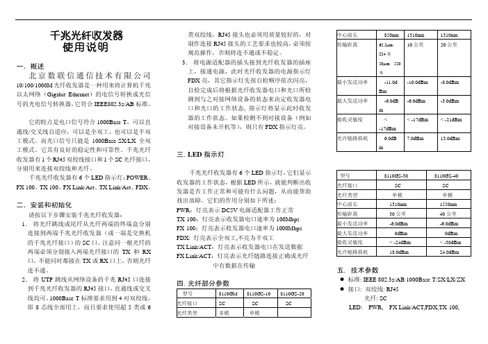 口。注意同一根光纤的 TX 和 RX 千兆光纤收发器有
