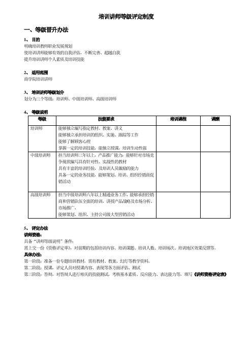 培训讲师等级评定制度