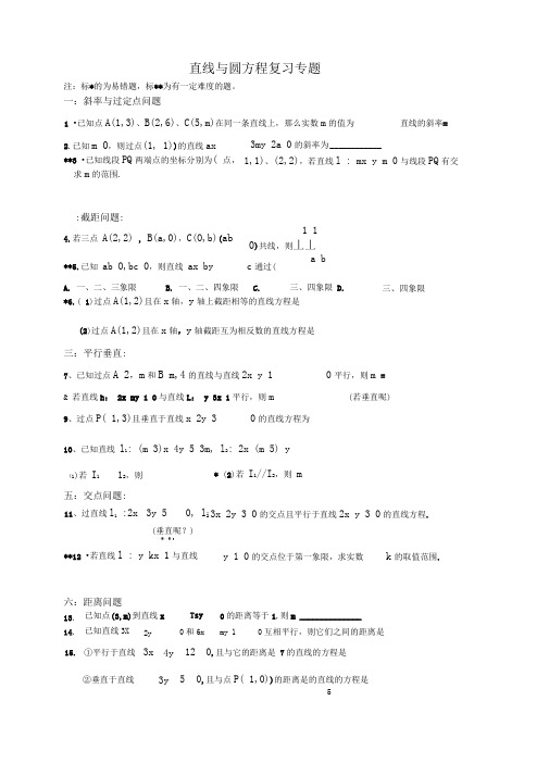 word完整版必修2直线与圆典型题型汇总推荐文档