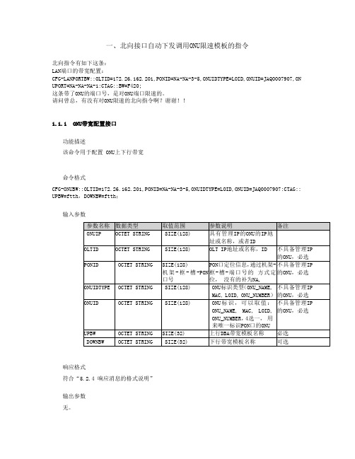 ONU端口调速限速北向指令