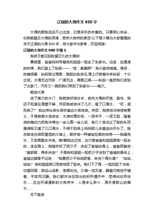 辽阔的大海作文800字