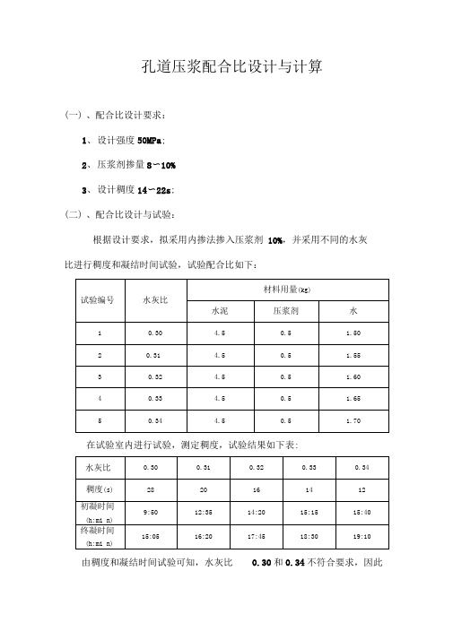 3孔道压浆配合比设计方案书