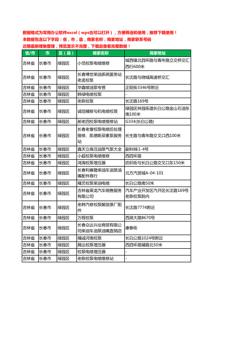 2020新版吉林省长春市绿园区校油泵工商企业公司商家名录名单黄页联系电话号码地址大全21家