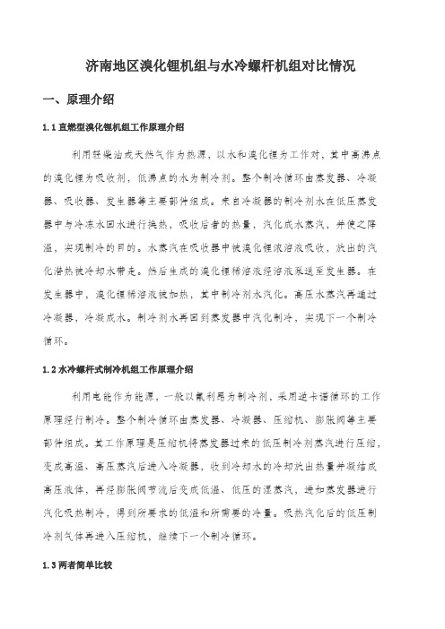 山东济南直燃溴化锂机组与水冷机组运行费用分析