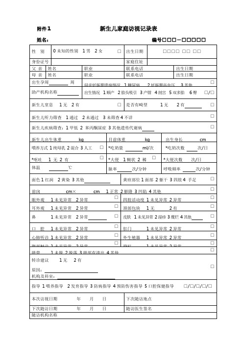 儿童健康体检表(1)