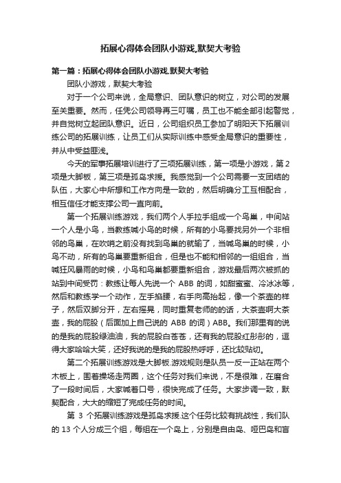 拓展心得体会团队小游戏,默契大考验