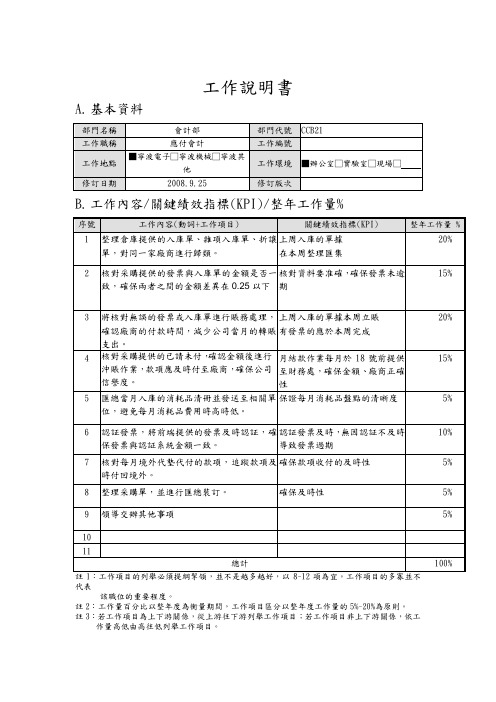 应付会计工作说明书