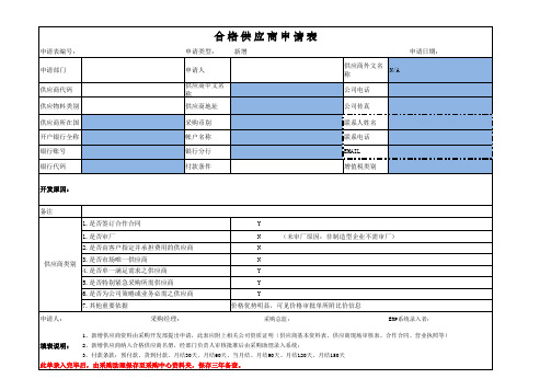 合格供应商申请表