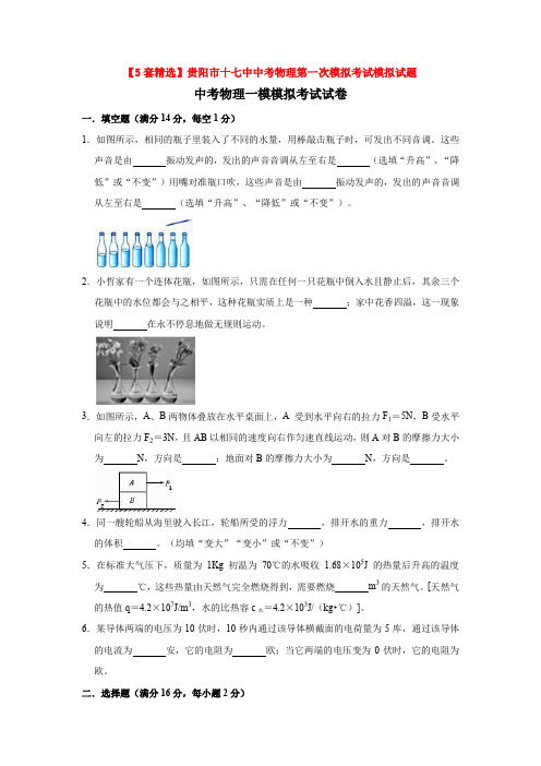 【5套精选】贵阳市十七中中考物理第一次模拟考试模拟试题