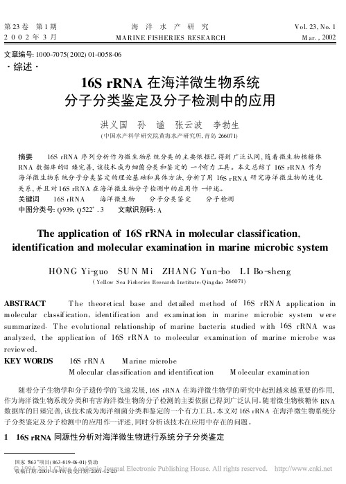 16SrRNA在海洋微生物系统分子分类鉴定及分子检测中的应用_洪义国