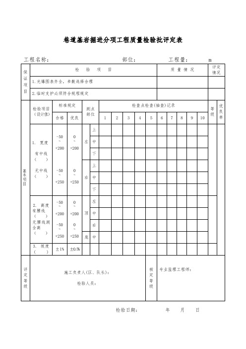 工程质量检验批评定表