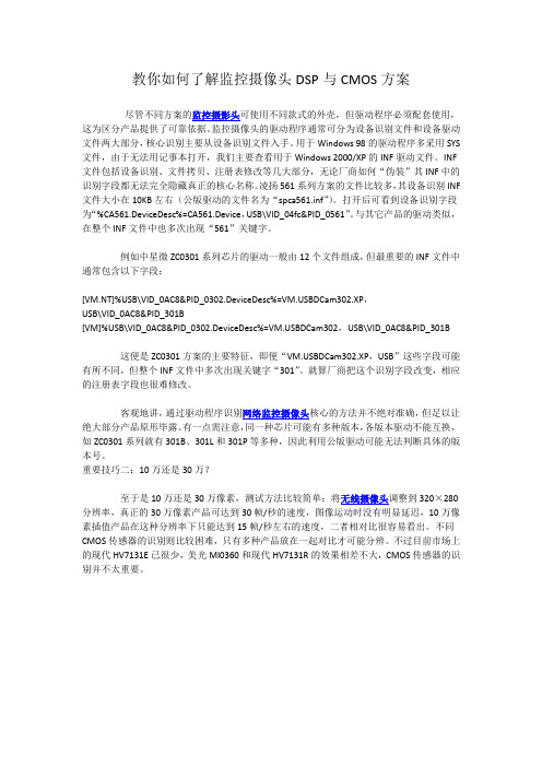 教你如何了解监控摄像头DSP与CMOS方案