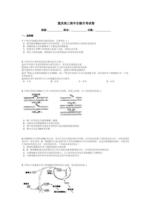 重庆高三高中生物月考试卷带答案解析
