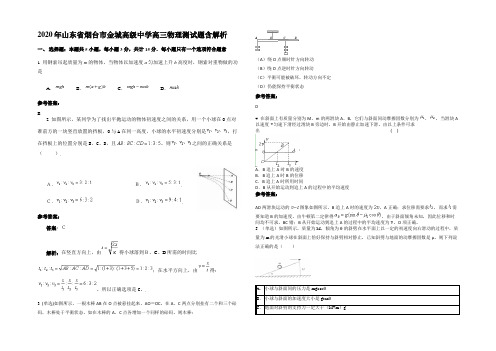 2020年山东省烟台市金城高级中学高三物理测试题带解析