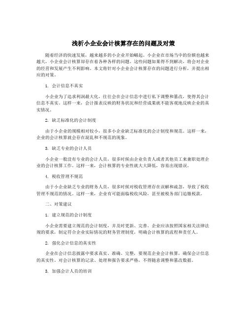 浅析小企业会计核算存在的问题及对策