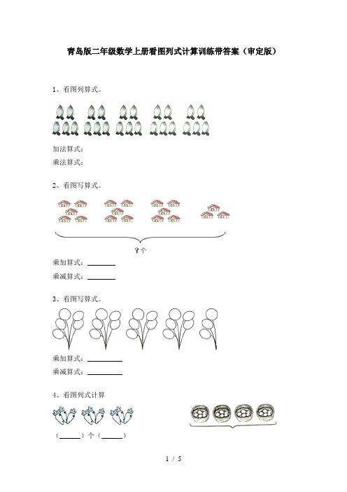 青岛版二年级数学上册看图列式计算训练带答案(审定版)