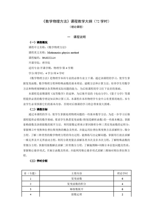 数学物理方法教学大纲