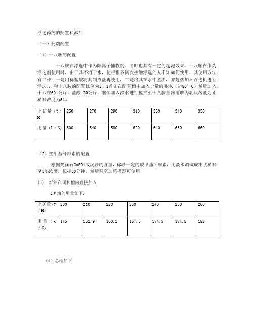 浮选药剂的配置