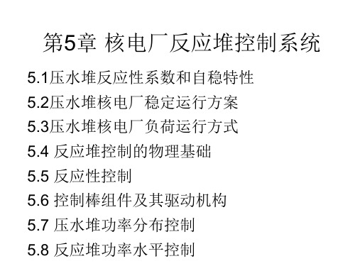 核电站仪表与控制：第5章 核电厂反应堆控制系统