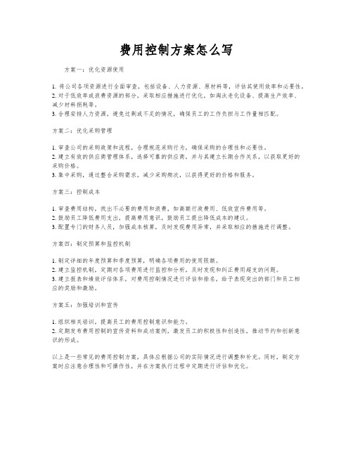 费用控制方案怎么写