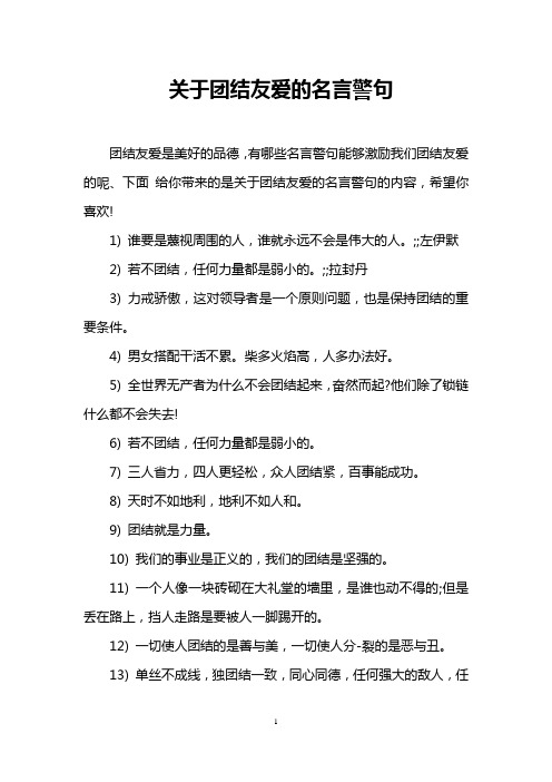 关于团结友爱的名言警句