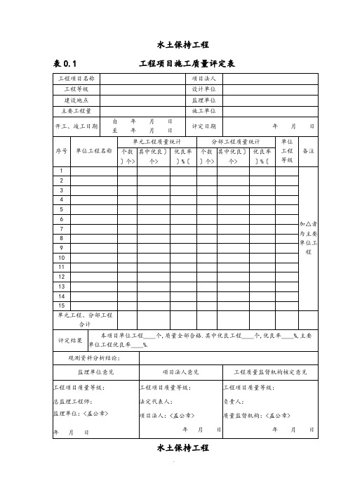 水土保持工程质量评定表