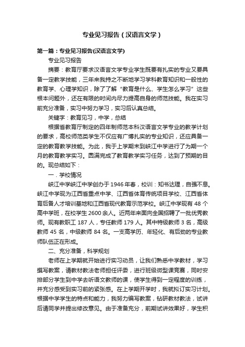 专业见习报告（汉语言文学）