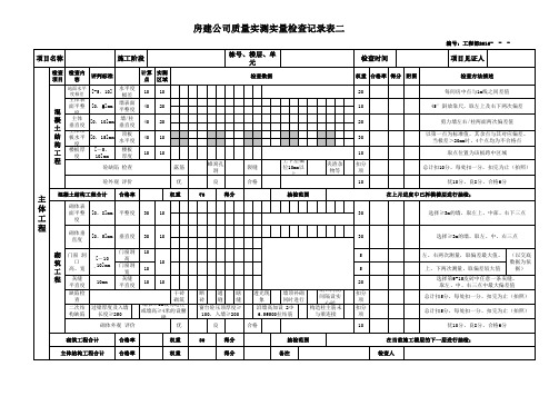 房建公司质量实测实量检查记录表