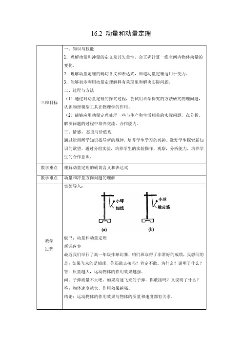 16.2 动量和动量定理   高中物理选修3-5优秀教案优秀教学设计【精品】 (2)