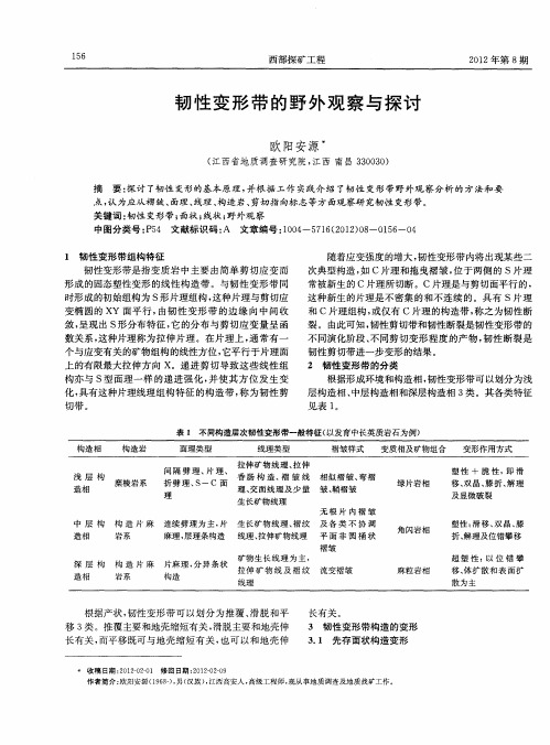 韧性变形带的野外观察与探讨