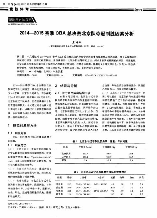 2014—2015赛季CBA总决赛北京队夺冠制胜因素分析