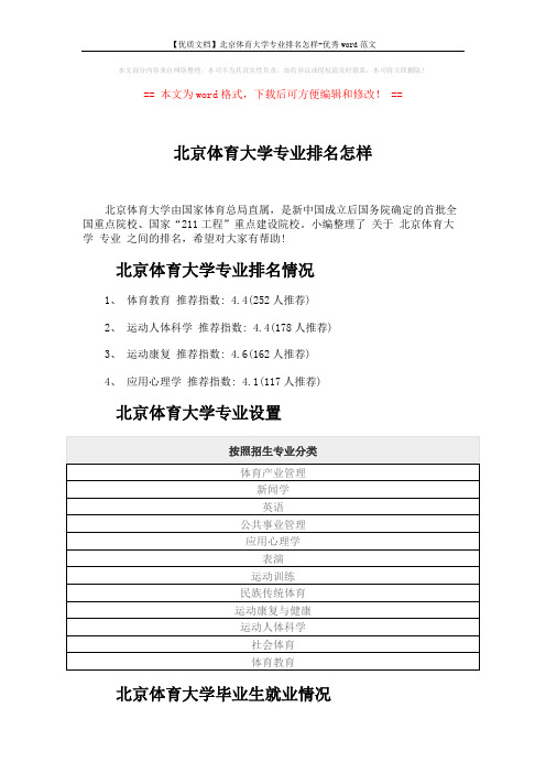 【优质文档】北京体育大学专业排名怎样-优秀word范文 (2页)