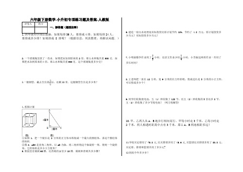 六年级下册数学-小升初专项练习题及答案-a86-人教版