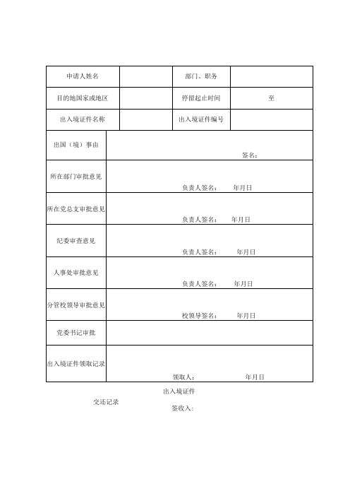 登记备案人员因私出国境申请审批表