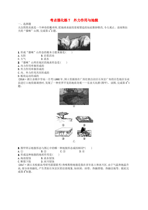 高考地理 考点强化练7 外力作用与地貌