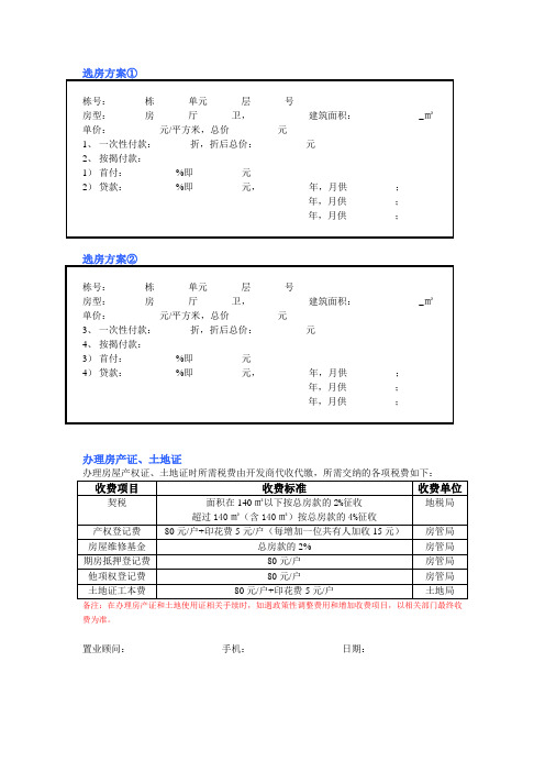 置业计划表