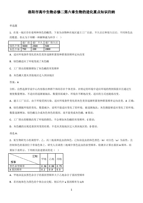 洛阳市高中生物必修二第六章生物的进化重点知识归纳