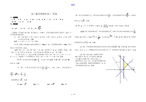 高三数学寒假作业三 答案