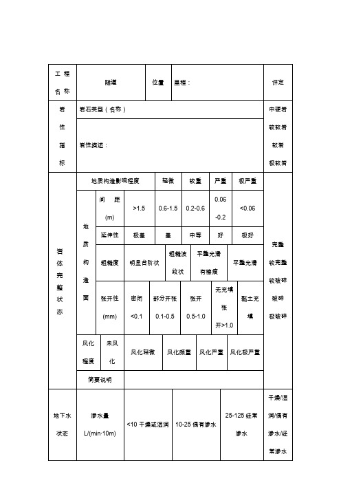 掌子面围岩观察记录