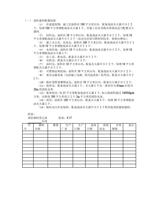 消防器材配置标准