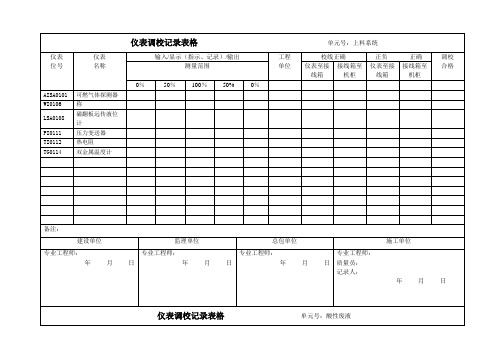 仪表调校记录表格