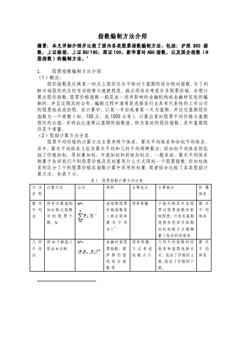 指数编制方法介绍