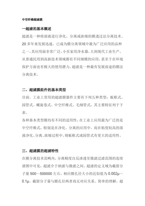 中空纤维超滤膜