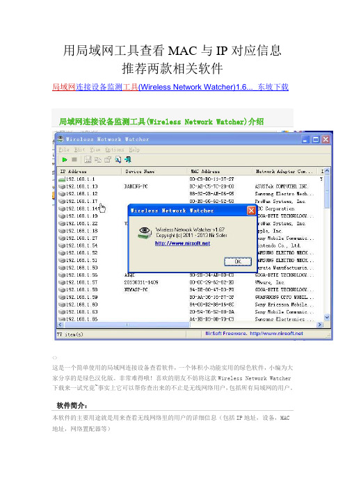 用局域网工具查看MAC与IP对应信息
